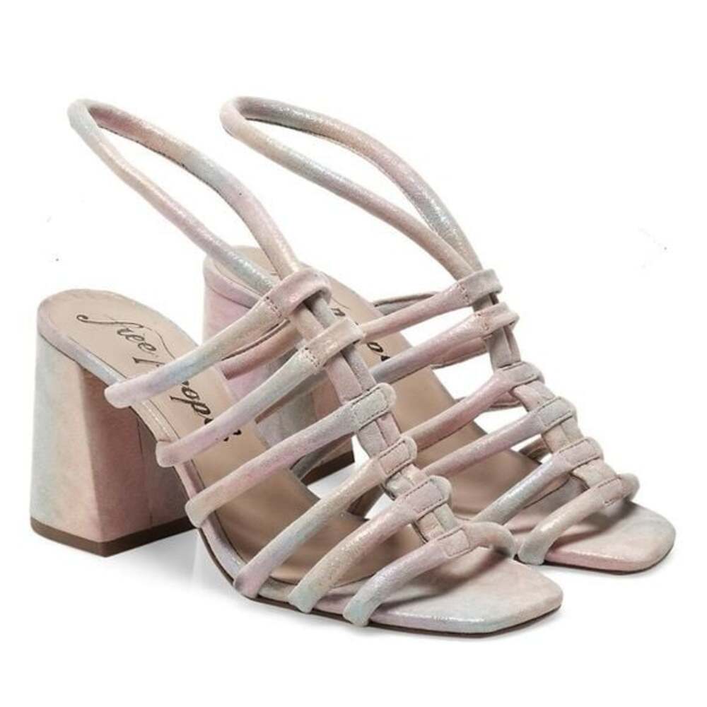 Free People Colette Cinched Heels New Rainbow Chunky Heel Size 41 11​​​​​​​